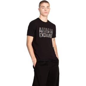 A|X Armani Exchange Men's Slim Fit Large Chest Logo Tee, Black, M in Kuwait