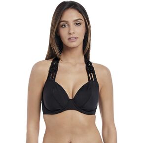 Freya Women's Standard Macramé Plunging Halter Bikini Top with Underwire