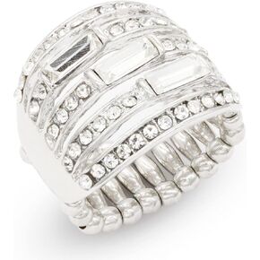 Lavencious 5 Rows Design with Crystals Stretch Rings Statement Rings Free Size for Women