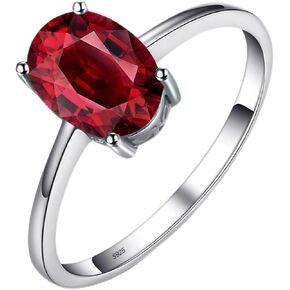 JewelryPalace Class Natural Gemstone Garnet Peridot Amethyst Citrine Blue Topaz Birthstone Solitaire Engagement Rings for Women, Anniversary 14K Gold Plated 925 Sterling Silver Promise Rings for Her