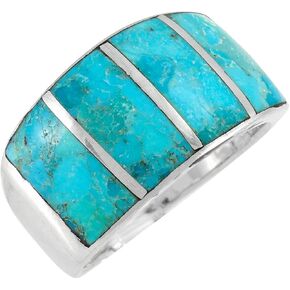 Turquoise Ring Sterling Silver 925 Genuine Gemstones Size 6 to 11