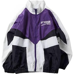 Wyeysyt Women's Y2k Jacket Zip Up Lightweight Windbreaker Jacket Varsity Oversized Sport Jacket Y2k Clothing Outerwear