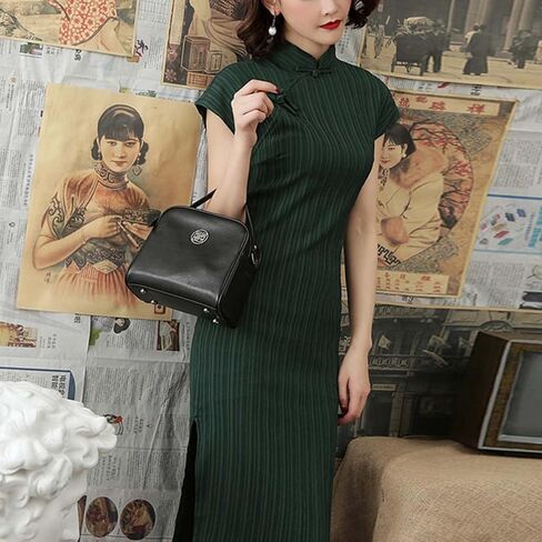 Deluxe Sleeveless Cheongsam Costume Mandarin Collar Side High Split Chinese Traditional Party Cocktail Bodycon Dress in Saudi Arabia