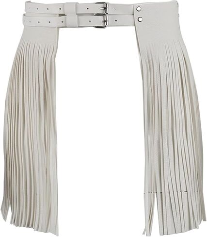 ZUYPSK Women's Faux Leather Double Waist Belt Fringe Tassel Skirt Christmas Halloween Party Cosplay Fancy Dress in Saudi Arabia