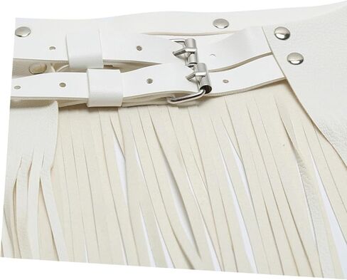 ZUYPSK Women's Faux Leather Double Waist Belt Fringe Tassel Skirt Christmas Halloween Party Cosplay Fancy Dress in Saudi Arabia