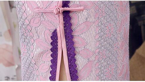 Women's Lace Floral Cheongsam Costume Vintage Short Sleeve Side Slit Midi Dress Fashion Chinese Tradtional Qipao Gowns in Kuwait