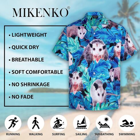 MIKENKO 80s 90s Hawaiian Shirt for Men Funny Button Down Shirt Big and Tall Short Sleeves Button Up Shirts for Men Women in Saudi Arabia