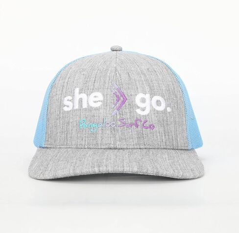 سيدات/بنات - هيا. قبعة Snapback مطرزة قابلة للتعديل OG Trucker - ركوب الأمواج، الشاطئ، الرياضة، العصرية، الفتيات، النساء (أزرق/رمادي) in Kuwait