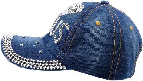 Elonmo Bling Rhinestone Hats,I Love Jesus Design Womens Baseball Cap Golf Hat Jeans Wash Denim Adjustable in Kuwait