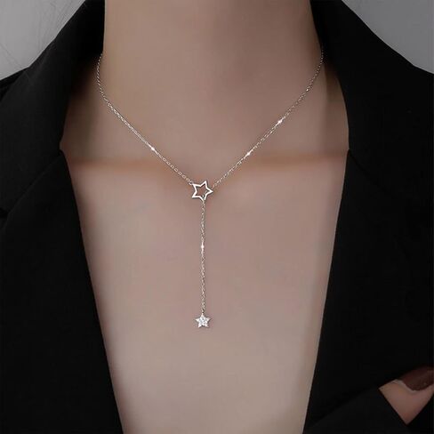 Boho Crystal Star Y Necklace Choker Vintage Gold Tiny Star Pendant Necklace Hip-hop Filled Rhinestone Star Choker Rock Statement Necklace Charm Jewelry for Women and Girls in Saudi Arabia