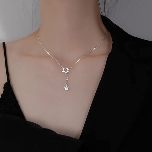 Boho Crystal Star Y Necklace Choker Vintage Gold Tiny Star Pendant Necklace Hip-hop Filled Rhinestone Star Choker Rock Statement Necklace Charm Jewelry for Women and Girls in Saudi Arabia