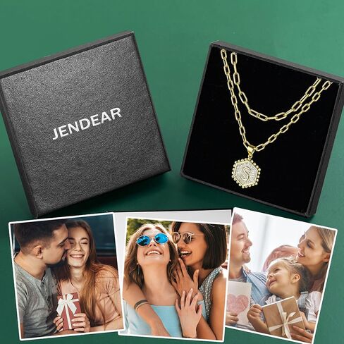 قلادات jendear الأولية للنساء العصرية، قلادة أنيقة بطبقات مطلية بالذهب الحقيقي عيار 14 قيراط، قلادة على شكل حرف زركونيا مكعب، هدية مجوهرات in Kuwait