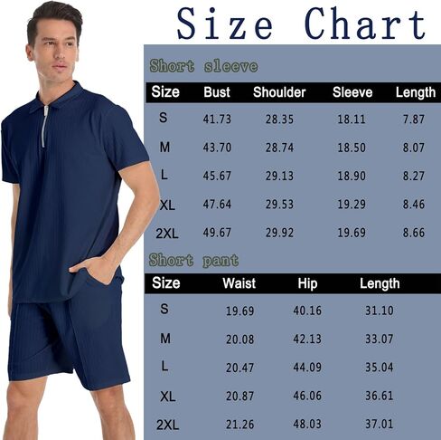 YAOGRO Polo Shirts Shorts Outfits Men's 2 Piece Sets Beach Clothes Summer Tracksuits Short Sleeve Zip Suit for Casual Party in Kuwait