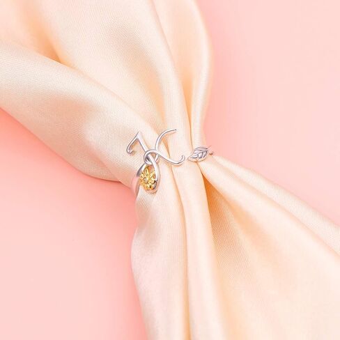 DAOCHONG فضة استرلينية ذهبية اللون عباد الشمس الأولي 26 حرف اسم النص الأبجدية من الألف إلى الياء حلقة يمكن تغيير حجمها لحجم 5-9 in Kuwait