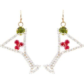 روزماري آند جوبالي المرأة الذهب لهجة عطلة عيد الميلاد مارتيني كوكتيل الزجاج كريستال أحجار الراين أقراط in Kuwait