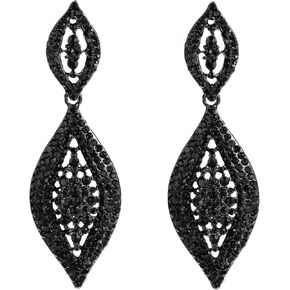 Canboer Elegant Rhinestone Crystal Wedding Bridal Long Dangle Drop Earrings Crystal Leaf Chandlier Earrings for Women Bridesmaid