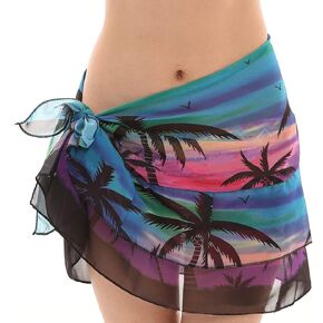 Block Garden Women Swimsuit Cover up Chiffon Ruffle Beach Sarong Wrap Skirt Pareo