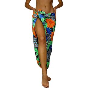 KING KAMEHA Hawaiian Sarong Pareo Beach Wrap for Women Funky Casual Bikini Cover Up Pineapple Hibiscus Print