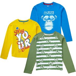 Boys T-Shirts Pack of 3 by Cub McPaws | Kids Cotton T-Shirts for Boys | Long Sleeves Tshirts | for 4-12 Years Boys