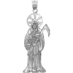 Saint Collection Fine 925 Sterling Silver Santa Muerte Necklace Pendant in Saudi Arabia