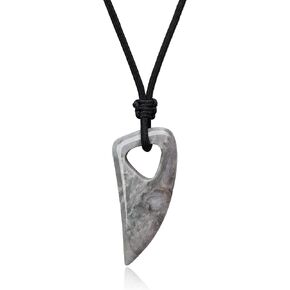 COAI Mens Womens Amulet Stone Pendant Wolf Tooth Necklace