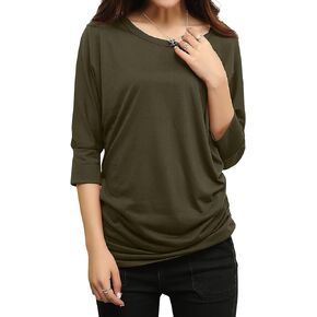 Match Women's 3/4 Sleeve Drape Top with Side Shirring