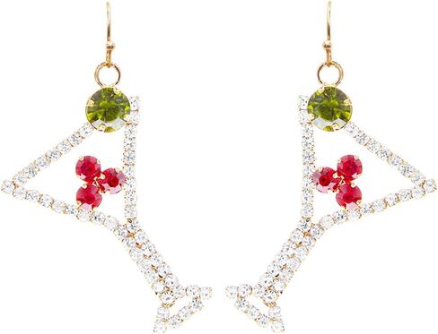 روزماري آند جوبالي المرأة الذهب لهجة عطلة عيد الميلاد مارتيني كوكتيل الزجاج كريستال أحجار الراين أقراط in Kuwait