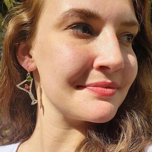 روزماري آند جوبالي المرأة الذهب لهجة عطلة عيد الميلاد مارتيني كوكتيل الزجاج كريستال أحجار الراين أقراط in Kuwait