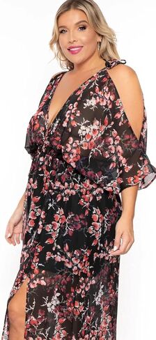 فساتين ROSIANNA النسائية بمقاس كبير وحزام سباغيتي ورقبة على شكل حرف V عميقة شفافة من خلال الشاطئ وجذابة بطول الكاحل in Kuwait