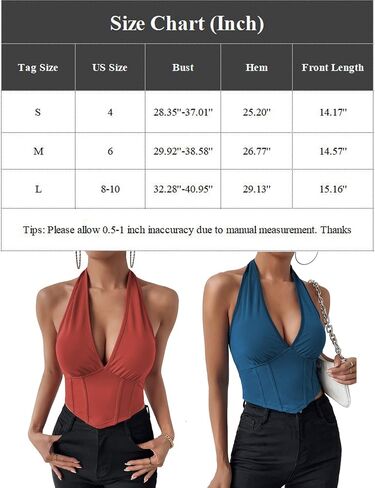Aranmei Women’s Sexy Deep V Halter Crop Tops Plunge Sleeveless Slim Backless Hanky Cropped Tank Top in Saudi Arabia