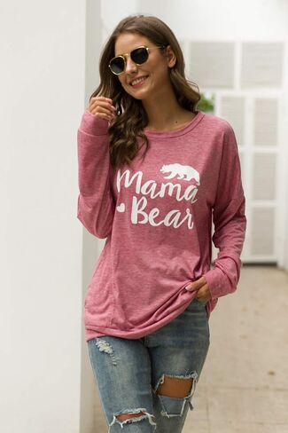 قميص JEYMMI النسائي Mama Bear قمصان خريف غير رسمية بأكمام طويلة 2023 قطع علوية عصرية لخريف ماما أمي in Kuwait