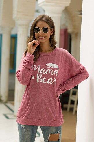 قميص JEYMMI النسائي Mama Bear قمصان خريف غير رسمية بأكمام طويلة 2023 قطع علوية عصرية لخريف ماما أمي in Kuwait