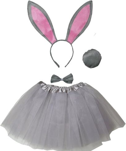 Kirei Sui Kids Pink White Blue Black Gray Animal Bunny Rabbit Ears Headband & Tutu Costume in Kuwait
