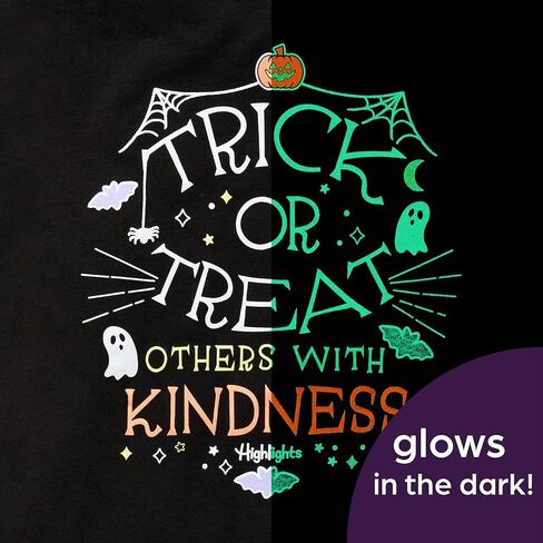 تي شيرت برسومات الهالوين للأولاد والبنات يسلط الضوء على تي شيرت يتوهج في الظلام أو خدع الآخرين بلطف للأطفال in Kuwait