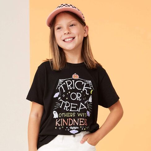 تي شيرت برسومات الهالوين للأولاد والبنات يسلط الضوء على تي شيرت يتوهج في الظلام أو خدع الآخرين بلطف للأطفال in Kuwait
