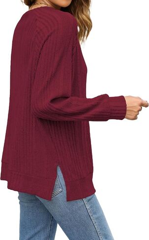 Bosmeer Long Sleeve Shirts for Women V Neck Lightweight Sweaters Loose Fit Tunic Tops in Saudi Arabia