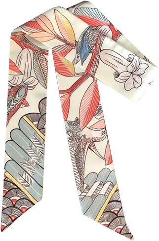 IMLECK Fashion Natural Flower Bird Printing Handbag Handle Ribbon Scarf Neck Scarf for Women in Saudi Arabia