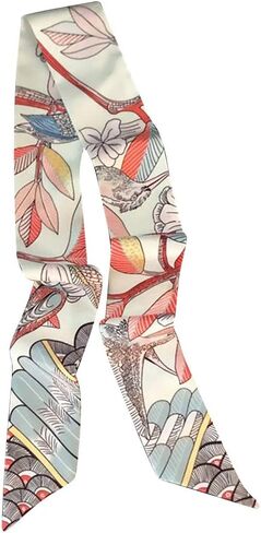 IMLECK Fashion Natural Flower Bird Printing Handbag Handle Ribbon Scarf Neck Scarf for Women in Saudi Arabia
