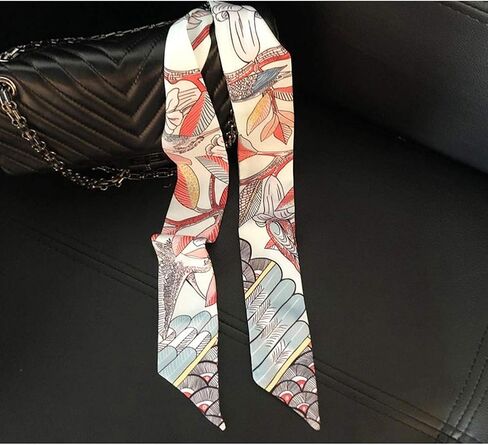 IMLECK Fashion Natural Flower Bird Printing Handbag Handle Ribbon Scarf Neck Scarf for Women in Saudi Arabia