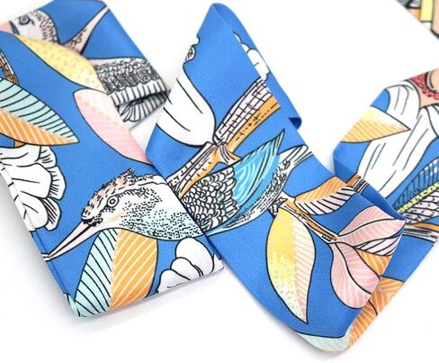 IMLECK Fashion Natural Flower Bird Printing Handbag Handle Ribbon Scarf Neck Scarf for Women in Saudi Arabia