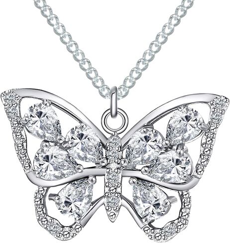 TRENSYGO S925 Sterling Silver Butterfly Birthstone Pendant Necklace for Women with Premium Cubic Zirconia Jewelry for Mother's Day Valentine Birthday Gifts in Kuwait