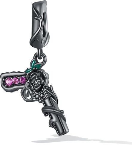 مسدس مع زهرة الورد سحر المعلقات الفضة الاسترليني سحر لباندورا سوار قلادة مجوهرات هدايا للنساء in Kuwait