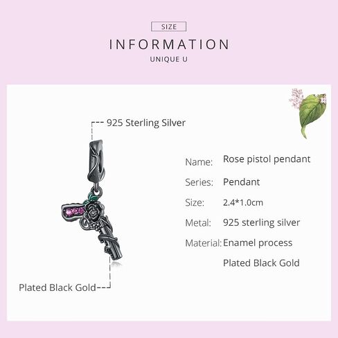 مسدس مع زهرة الورد سحر المعلقات الفضة الاسترليني سحر لباندورا سوار قلادة مجوهرات هدايا للنساء in Kuwait