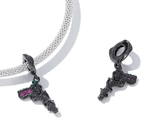 مسدس مع زهرة الورد سحر المعلقات الفضة الاسترليني سحر لباندورا سوار قلادة مجوهرات هدايا للنساء in Kuwait