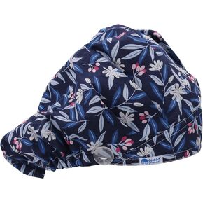 Button Scrub Cap Women and Men's Hat Scrub Cap Buttons Working Hat One Size Multi Color