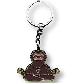 لوكي سلسلة مفاتيح معدنية على شكل حيوان الكسلان مع طلاء المينا متوسطة الحجم للتأمل لليوجا (قطعة واحدة)، فحمي، 2 انش, فحمي, 2" in Kuwait