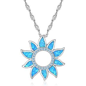 CiNily Created Orange Fire Opal Orange Garnet Rhodium Plated Women Jewelry Gemstone Pendant Necklace 1 1/4" in Kuwait