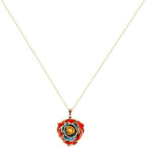 OLEKURT Rose Pendant Necklaces Gifts for Women, 24K Gold Dipped Real Rose Dangle Necklace Jewelry - Best Gift for Her Wife Mom Anniversaries Valentines Birthday Christmas Special Occasions