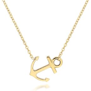 ELBLUVF 18k Silver Gold Rose Gold Plated Stainless Steel Women Sideways Anchor Pendant Necklace 18inches Choose Colors