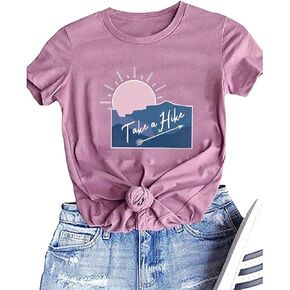 Xiaomomo Womens Take A Hike Printed Short Sleeves T-Shirt Casual Camping Hiking Graphic Tee Tops